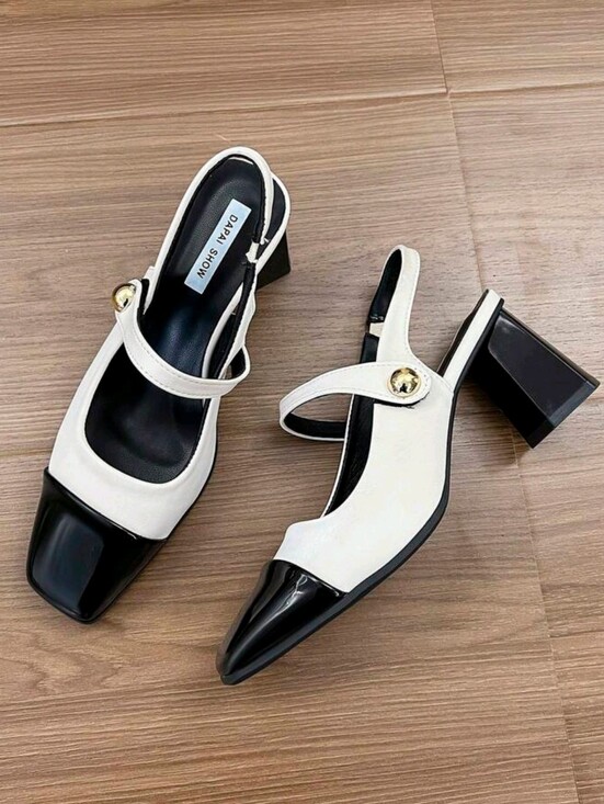 Shoes - Vintage Square Toe French High Heel Sandals, Fashion Closed Toe High Heels
